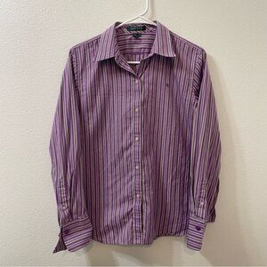 Lauren Ralph Lauren striped button down blouse purple large
